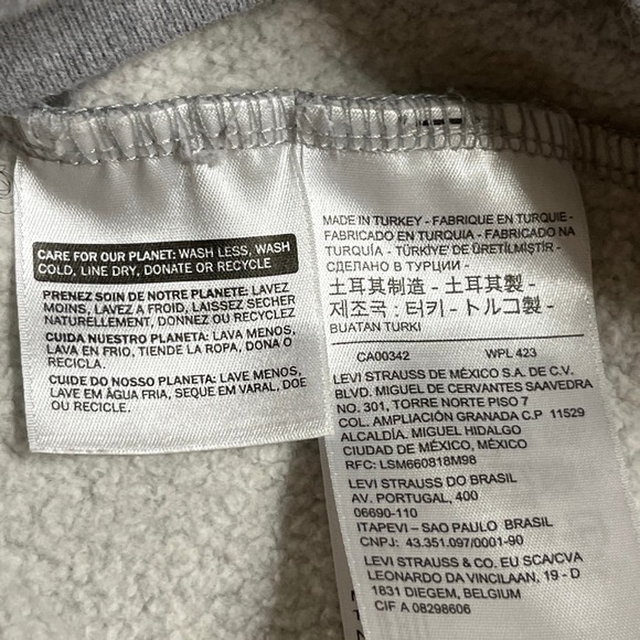 Levi's Large Logo Pullover Hoodie Sweatshirt Gray Size Large - Picture 5 of 5